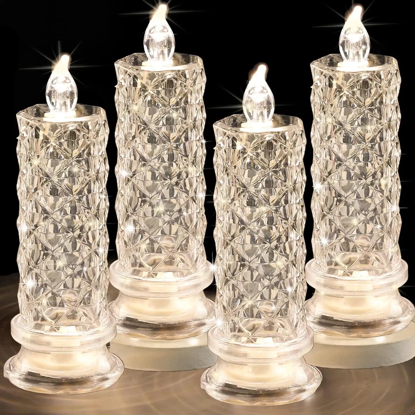 1/2PCS LED Flameless Candles Rose Crystal LED Candle Light for Valentine's Day Bedroom Wedding Christmas Home Decorations Crafts