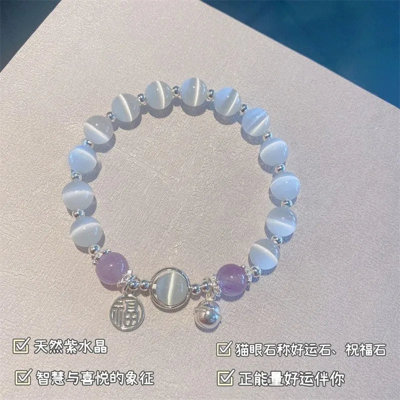 925 Sterling Silver Blue Treasure Moonlight Stone Crystal Bracelet for Women Luxury Elastic Hand Jewelry Fashion Gifts