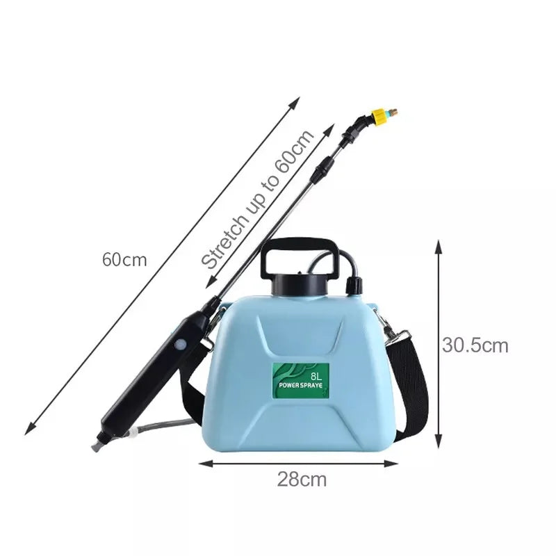 8L Automatic Electric Sprayer Garden Plant Sprayer Handheld Rechargeable Sprinkler Sprayer Atomization Shouldered Watering Can