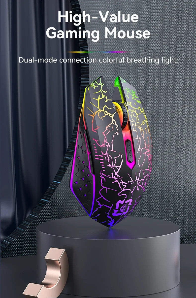 RGB Gaming Mouse Bluetooth Mouse 2.4G Wireless Mouse Ergonomic 1600DPI 6 Mute Buttons Mouse For MacBook Tablet Laptops Computer