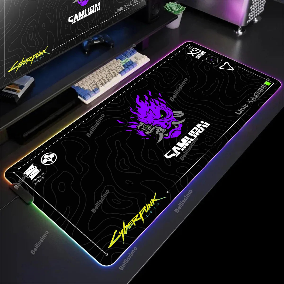 RGB Gaming Cyberpunks Mouse Pad XXL Computer Gamer Large Led Mousepad Ghost Head Desktop Decoration WOW Deskmat Wit Backlit