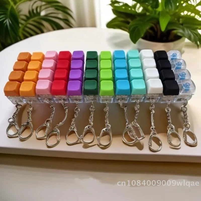 4-Key Mechanical Keyboard Keychain - Clicky Fidget Toy for Stress Relief, No Lights〔YY33〕