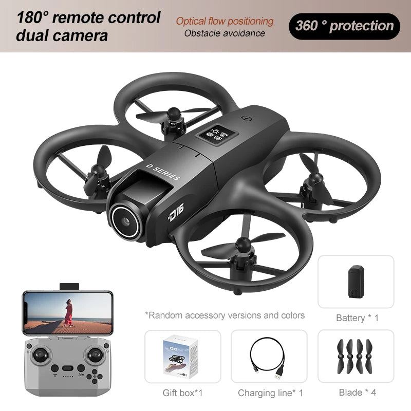 New D16 Mini Drone 8K HD Dual Camera Profesional 180° Electric Adjustable GPS Positioning Obstacle avoidance Bushless UA