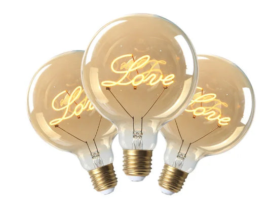 LED Retro Edison Bulb E27 220V 4W 8W Dimmable G125 Love Lamp Light Vintage Incandescent Decoration Indoor Holiday Wedding Party