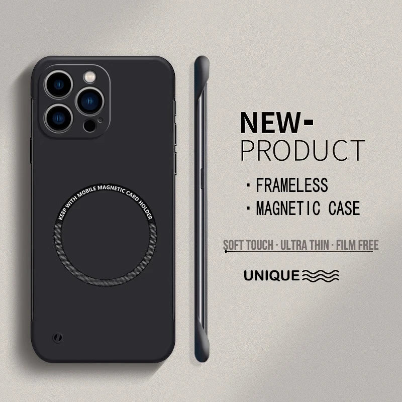 Ultra Thin Matte Hard PC Magnetic Frameless Color Phone Case For iPhone 17 Air 16E 16 15 14 Plus Pro Max 17 Pro Max Cover Cases