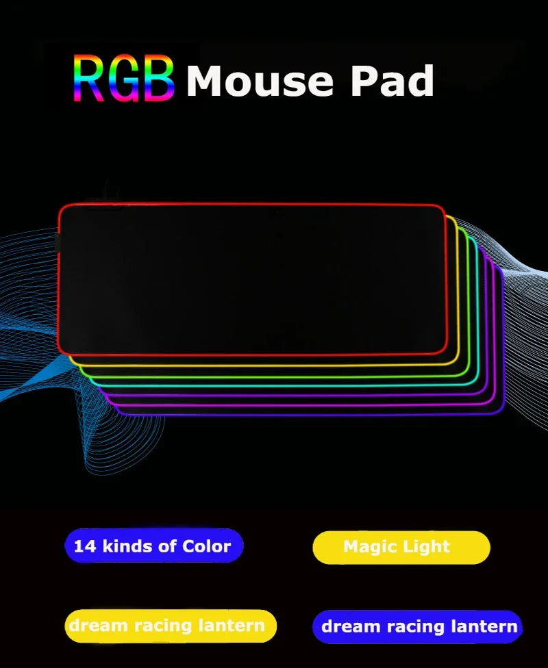 Car Super Cool RGB Mousepad Computer Table Mat Gaming Mouse Pad Gamer Accessories LED Backlit Keyboard Cabinet Mousepad Deskmat