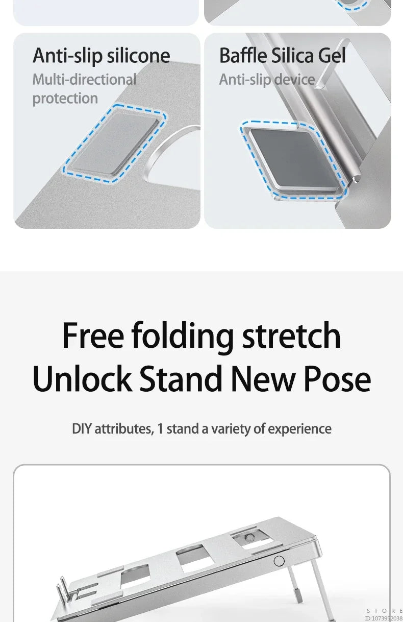 Laptop Stand Adjustable Aluminum Alloy Laptop Tablet Up To 17.3 Inch Laptop Portable Folding Stand Cooling Stand Support