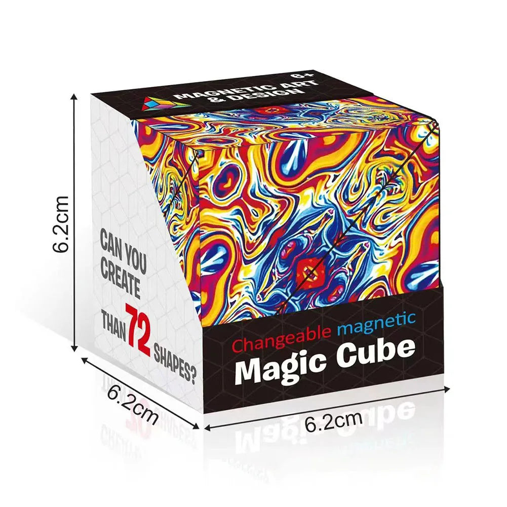 3D Flip Magnetic Magic Cube Puzzle Game Variety Geometric Changeable Magnetic Cube Anti Stress Fidget Toys Kids Christmas Gifts
