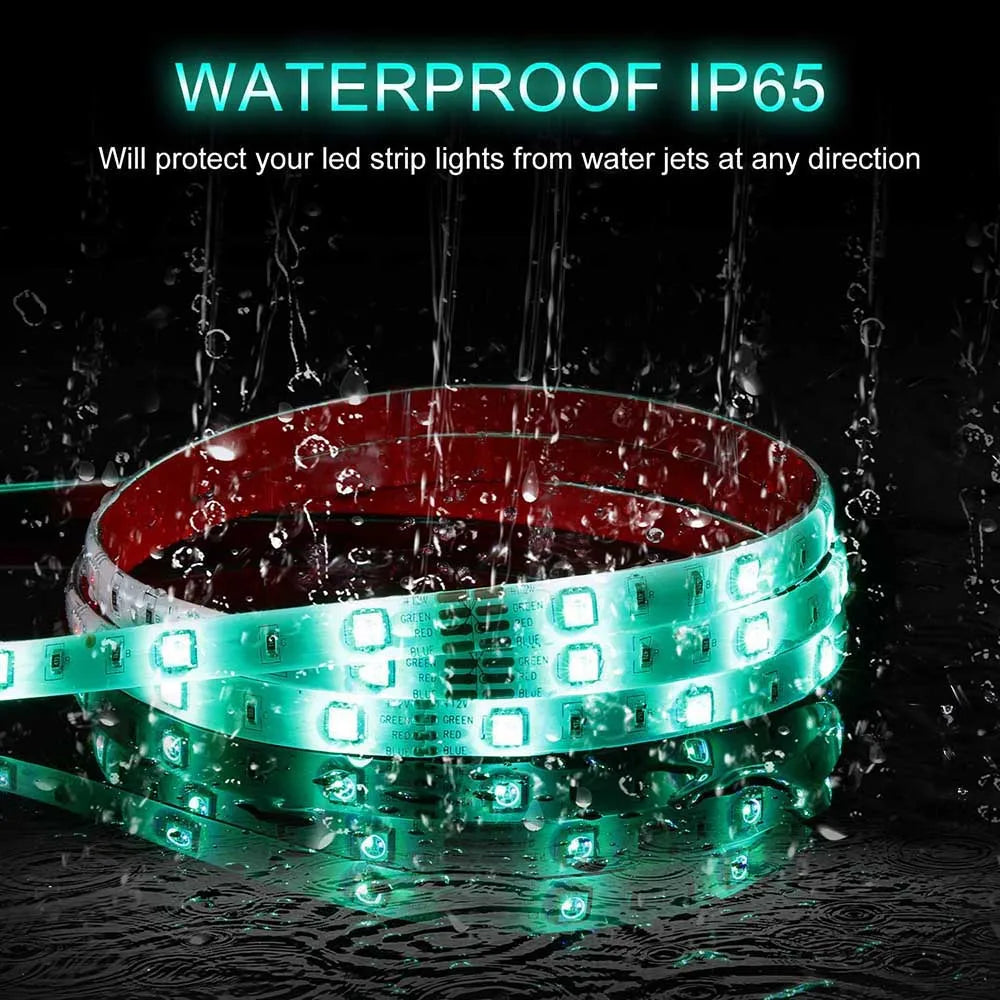 Battery LED Strip Lights RGB 5050 Color Changing TV Backlight IP65 Remote Control Indoor Outdoor Flexible Light Ribbon 1M-5M
