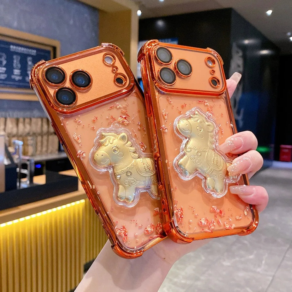 The latest phone case  2025 for iPhone 17/16/15 14Pro Max creative wealth design luxurious ultra-thin shock-absorbing silicone