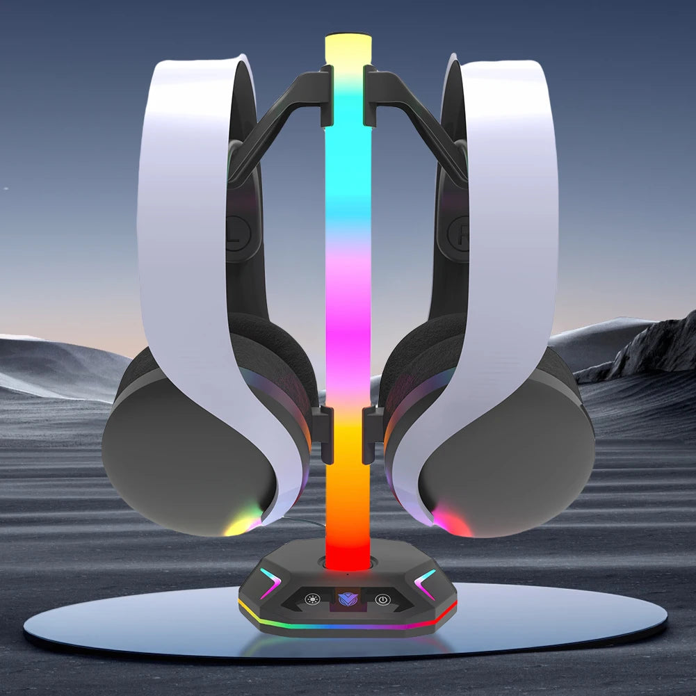 RGB Headphone Stand Controller Hook 9 Light Modes for Desk Controller Stand Hanger Desktop Display Holder Gaming Headset Holder