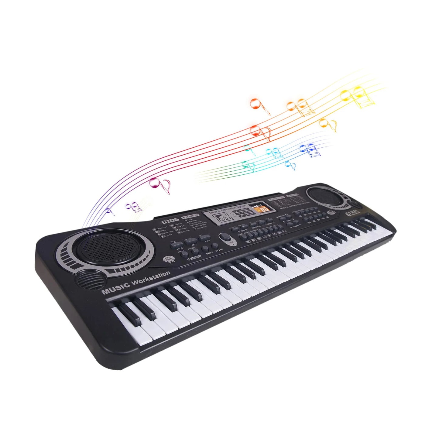 Black Electronic Keyboard 61 Keys Black Digital Music Electronic Keyboard Electric Piano Kids Musical Instrument
