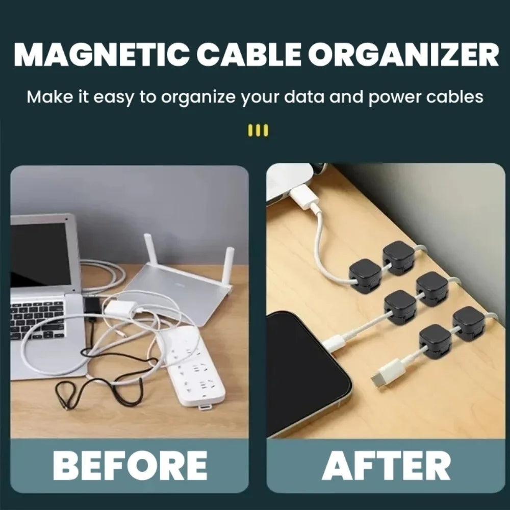 12Pcs-1PCS Magnetic Wire Organizer Self-adhesive Adjustable Cable Manager Bracket for Home Office Desktop Car Cable Organizer