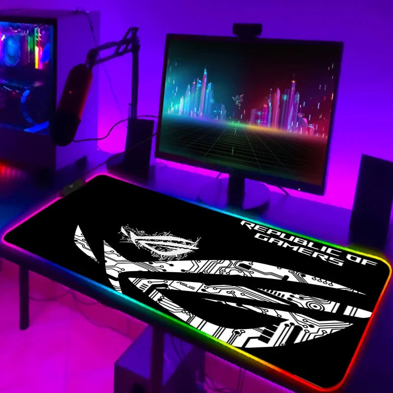 RGB Mousepad Cool ROG Mouse Pad Gamer Keyboard Mat LED Computer Mausepad Keyboards Accessories Gaming Desk Mat Mouse Carpet Xxl