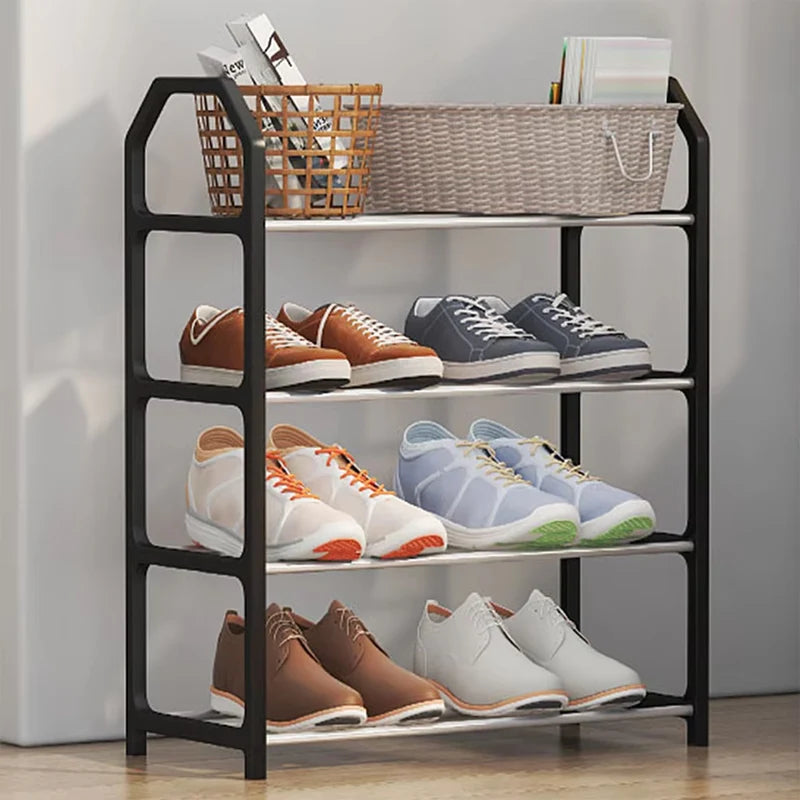 Shoe Rack Organizer Storage Shelf 4-Tier Assembled Trapezoidal Shoe Storage Racks Multilayer For Living Room Space Saving