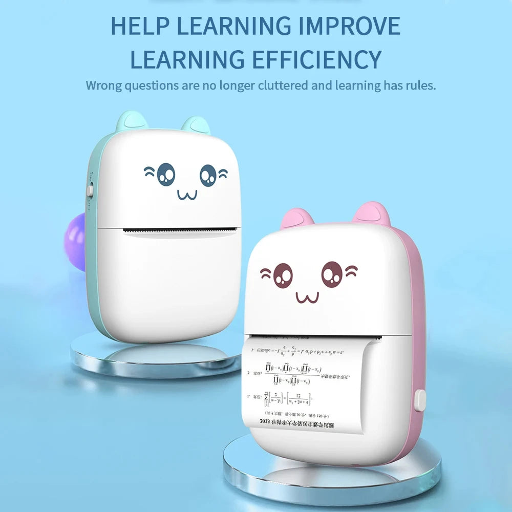 Mini Bluetooth Thermal Printer 200dpi for Labels, Photos, and Memo Printing - Portable with USB Cable
