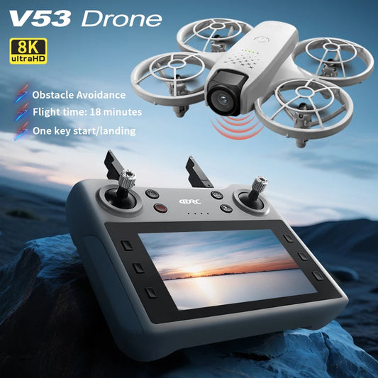 Professional HD V53 Drone 8k 6k 4k WIFI fpv Quadcopter Aircraft with Obstacle Avoidance for Aerial Photography Drone Camera Toys
