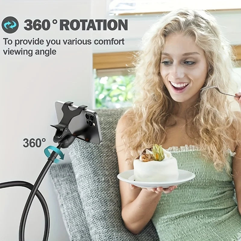 Desktop phone stand, flexible for live streaming and binge-watching TV shows. Headrest-style sofa stand for lazy people..