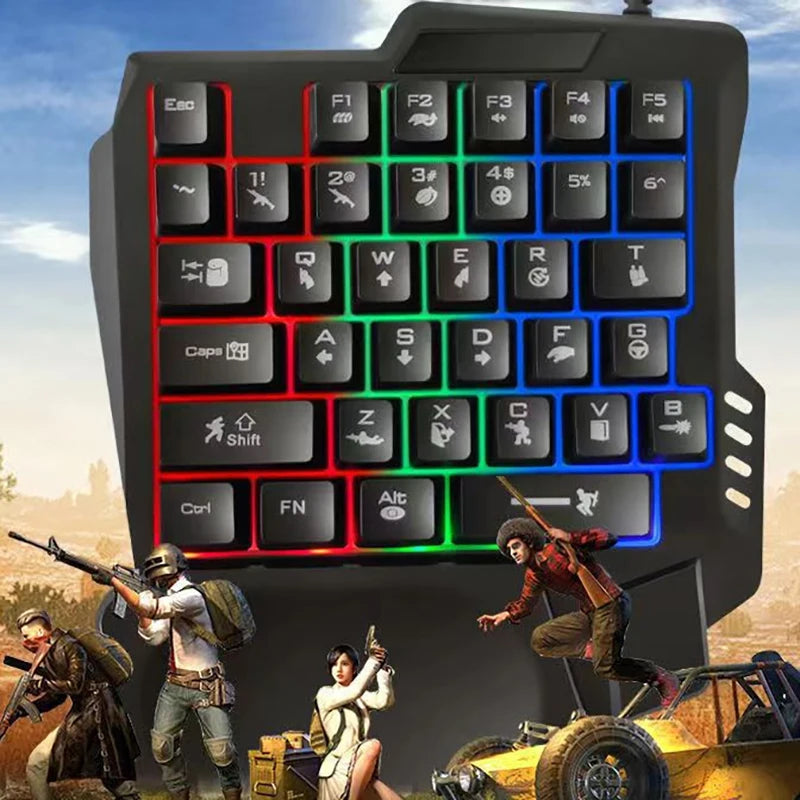 RGB Gaming Keyboard Single Hand Mini USB Ultra-slim Wired 35-Keys OneHandedly Backlight Keyboard For Computer PC Laptop