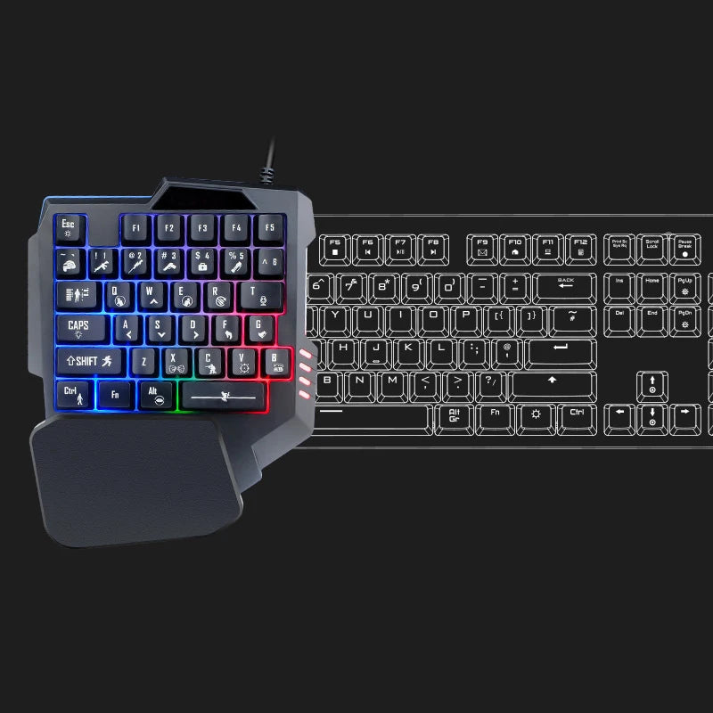 RGB Gaming Keyboard Single Hand Mini USB Ultra-slim Wired 35-Keys OneHandedly Backlight Keyboard For Computer PC Laptop