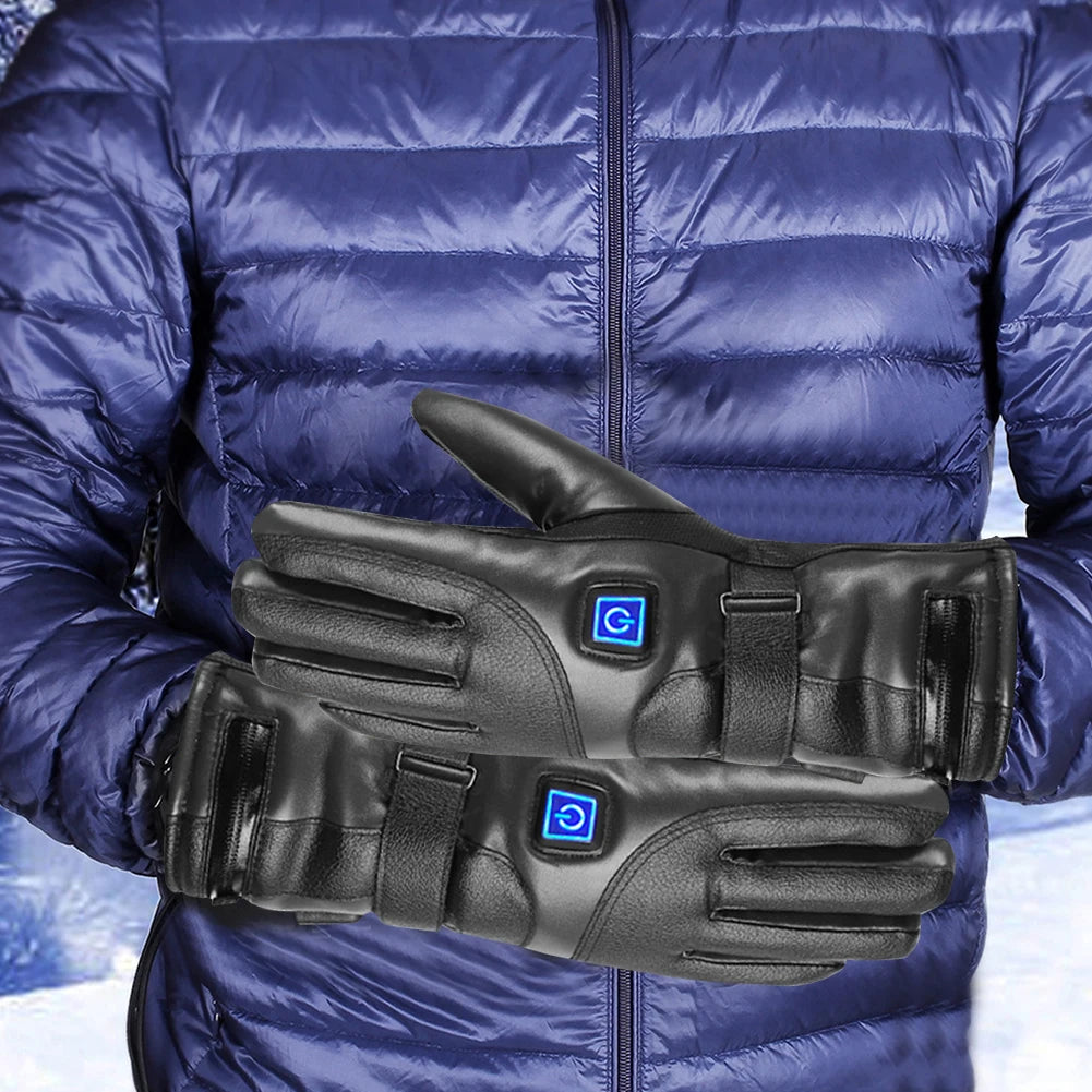Motorcycle Heated Gloves Thermal Heat Gloves Winter Warm Skiing Motorcycle Bicycle Fishing Waterproof Heated Rechargeable Gloves