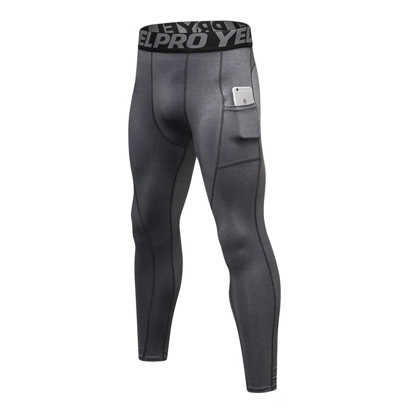 Men's Running Tights Compression Fitness Pants Elastic Running Basketball Sports Workout Tights  Gym Running Training Leggings