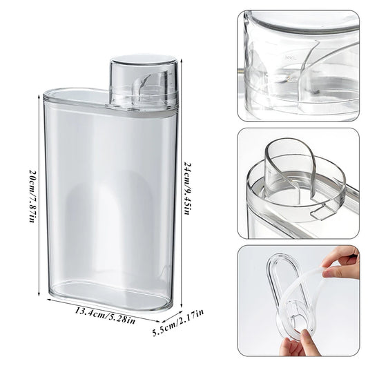 Transparent Laundry Detergent Dispenser Bottle Sealed Tank for Detergent Powder Bleach Softener Laundry Room Organization