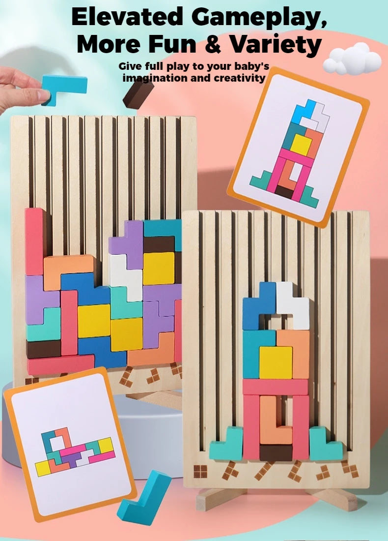 3D Wooden Puzzle, Building Blocks, Puzzle Game, Baby Logic Training Puzzle Toys, Parent-Child Interactive Games