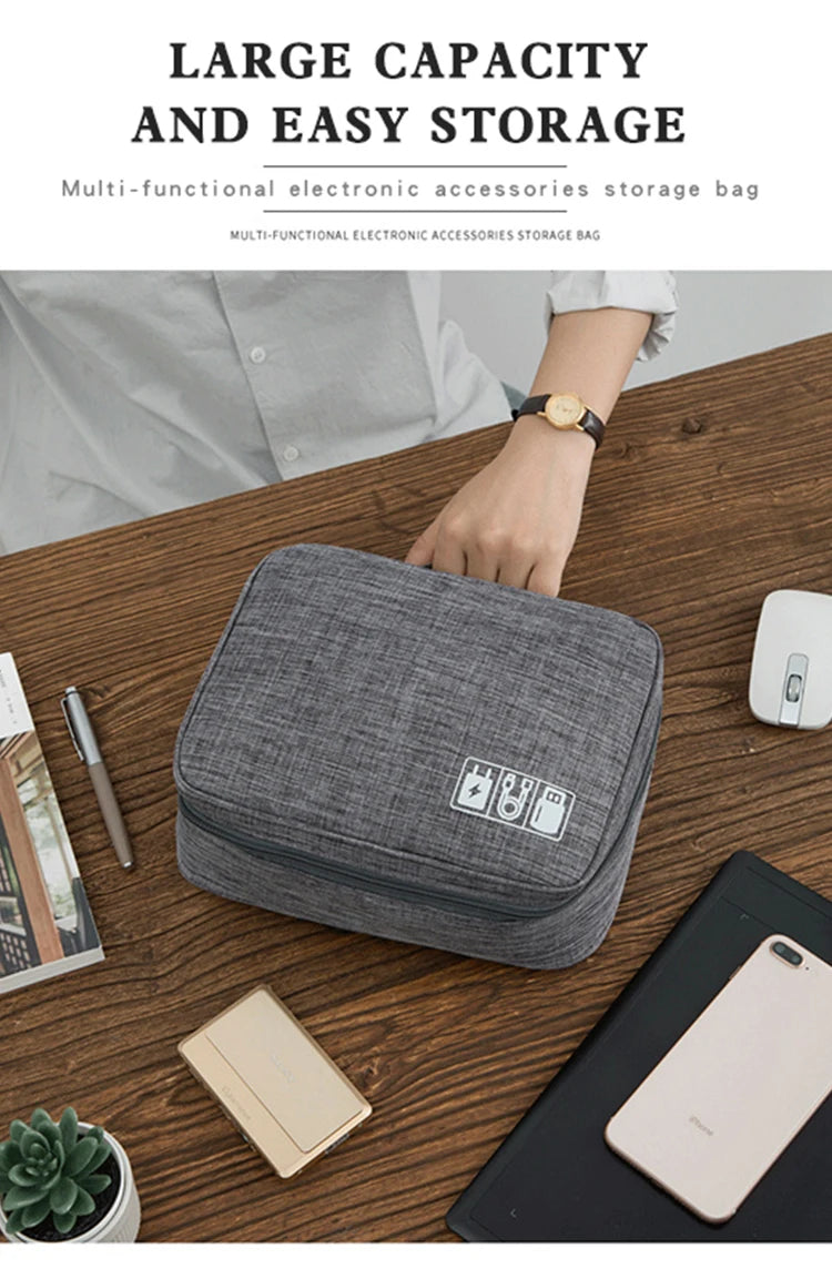 Electronics Organizer Travel Cable Organizer Bag for Electronics Accessories, Portable Tech Carring Large Storage Case for Charg