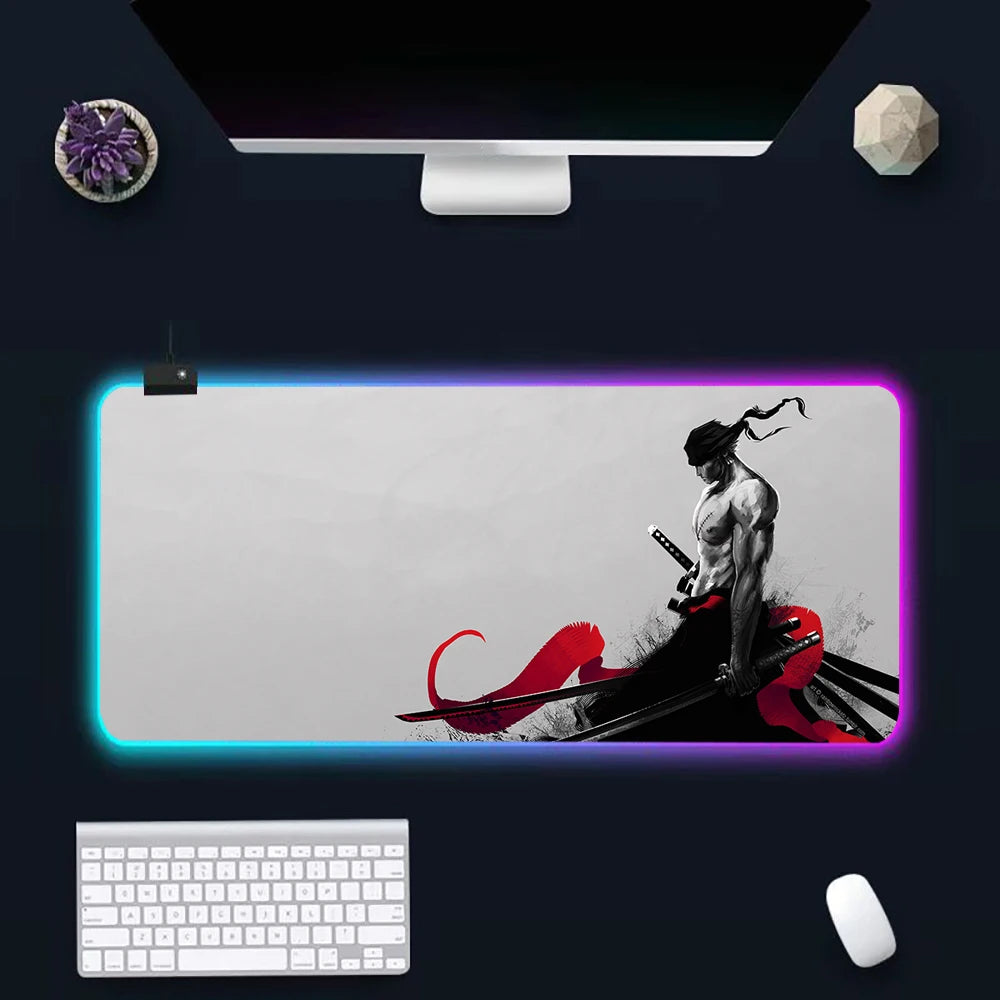 O-One-pieces RGB Pc Gamer Keyboard Mouse Pad Mousepad LED Glowing Mouse Mats Rubber Gaming Computer Mausepad