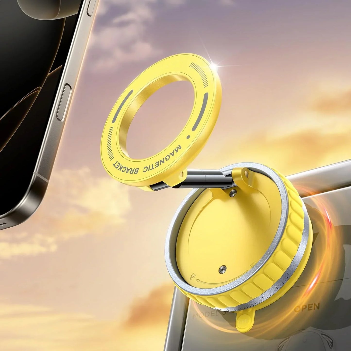 2026 Upgraded 360° Vacuum Magnetic Car Phone Holder for Magsafe [96+LBS Strongest Suction & 2800gf Strongest Magnetic]