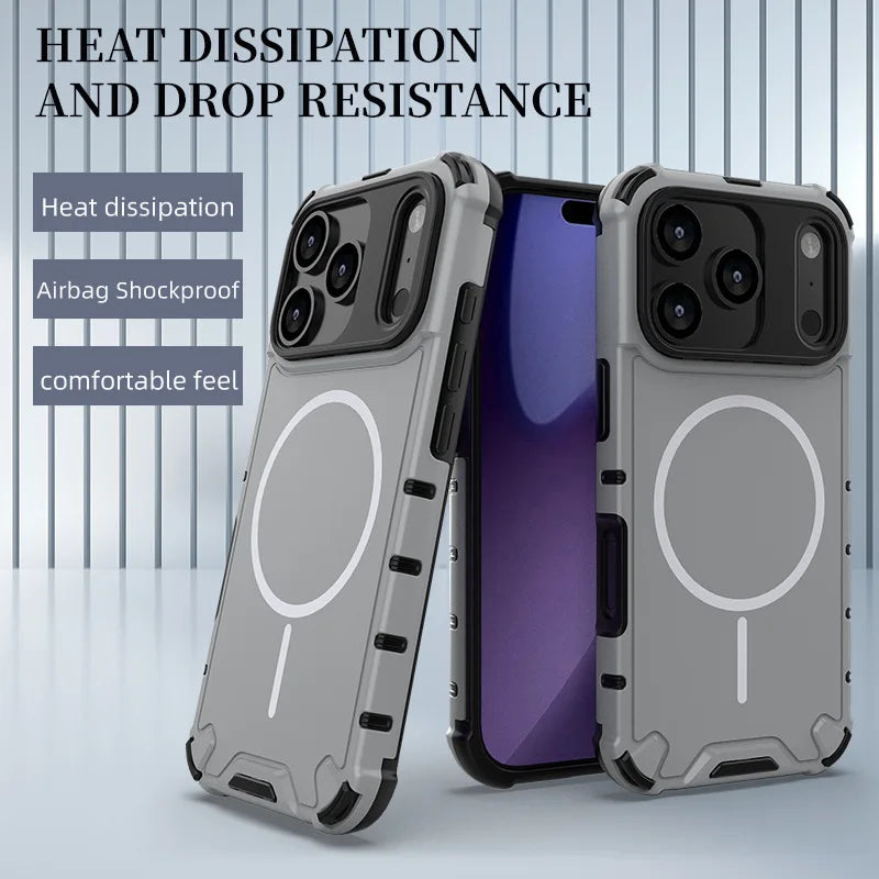 For IPhone 17 Pro Max/17 Pro/16 15 14 13 Magnetic Phone Case TPU+PC Four Corners Airbag Armor Hard Cover Magsafe For IPhone Air