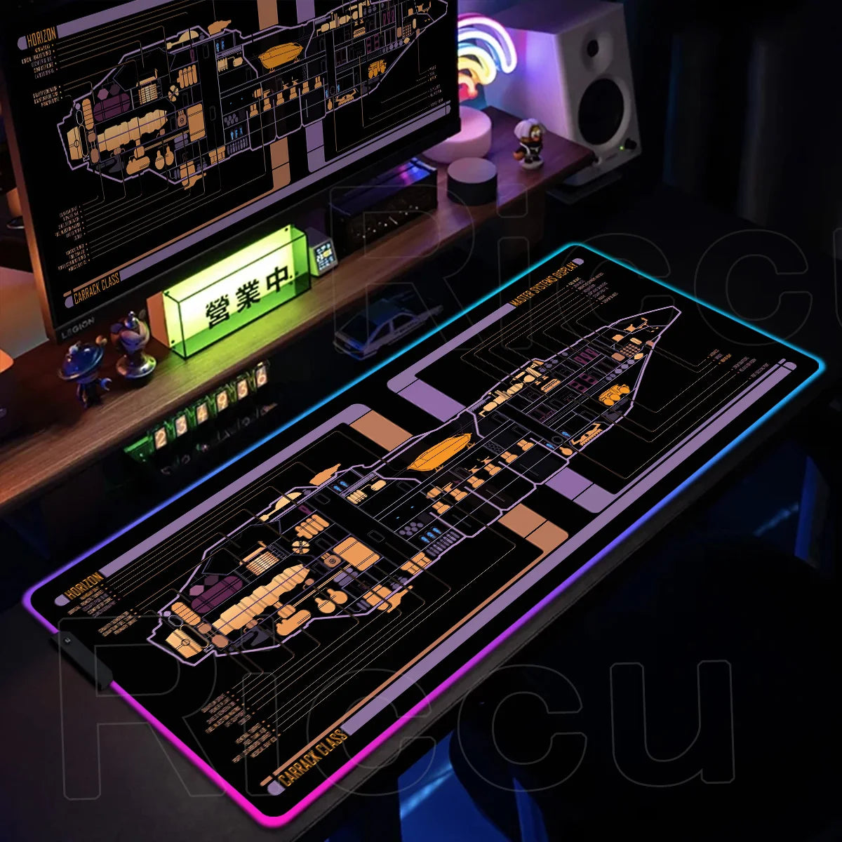 RGB Pc Gamer S-Star Treks Keyboard Expansion Mouse Pad LED Glowing Mat Rubber Backlight Gaming Computer Laptop Home Office Setup