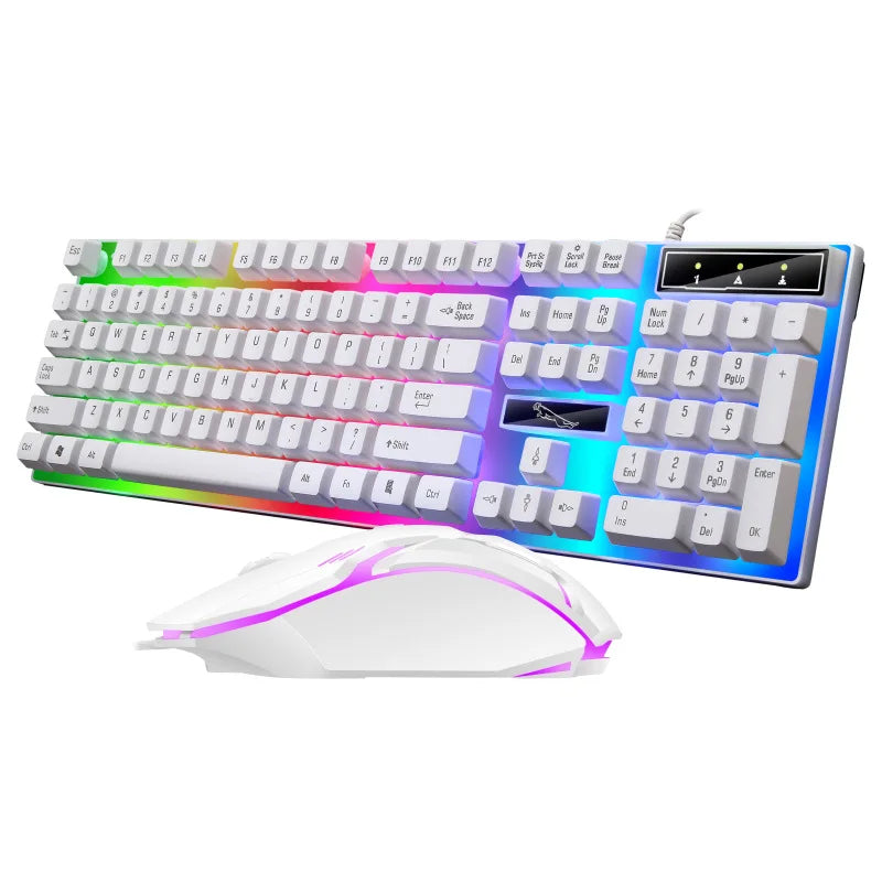 Gamer Keyboard And Mouse Combo Set RGB LED 104-Key Wired Gaming Keyboard Mouse Set for Notebook Laptop Desktop PC Tablet