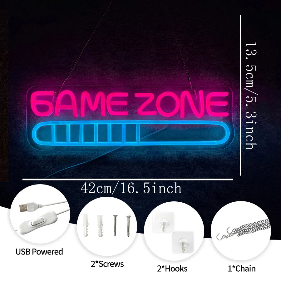Game Zone Neon Signs for Gamer Room Decor,Gaming Light Neon Sign for Gaming Wall Decor,Led Neon Gaming Sign for Gamer Gifts Boys