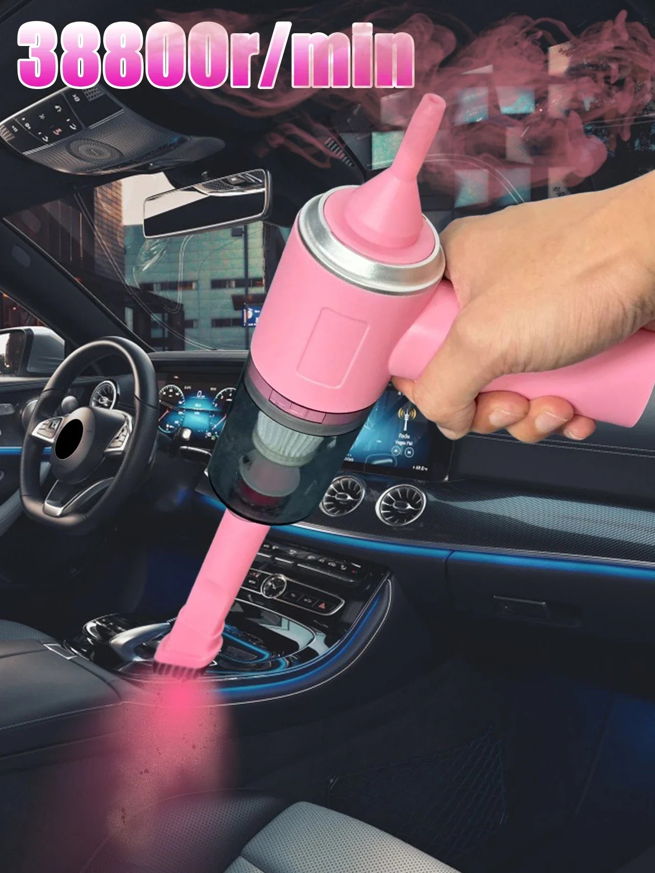 Mini pink vacuum cleaner, USB charging, strong suction power, portable, mini and powerful household appliance air cleaner