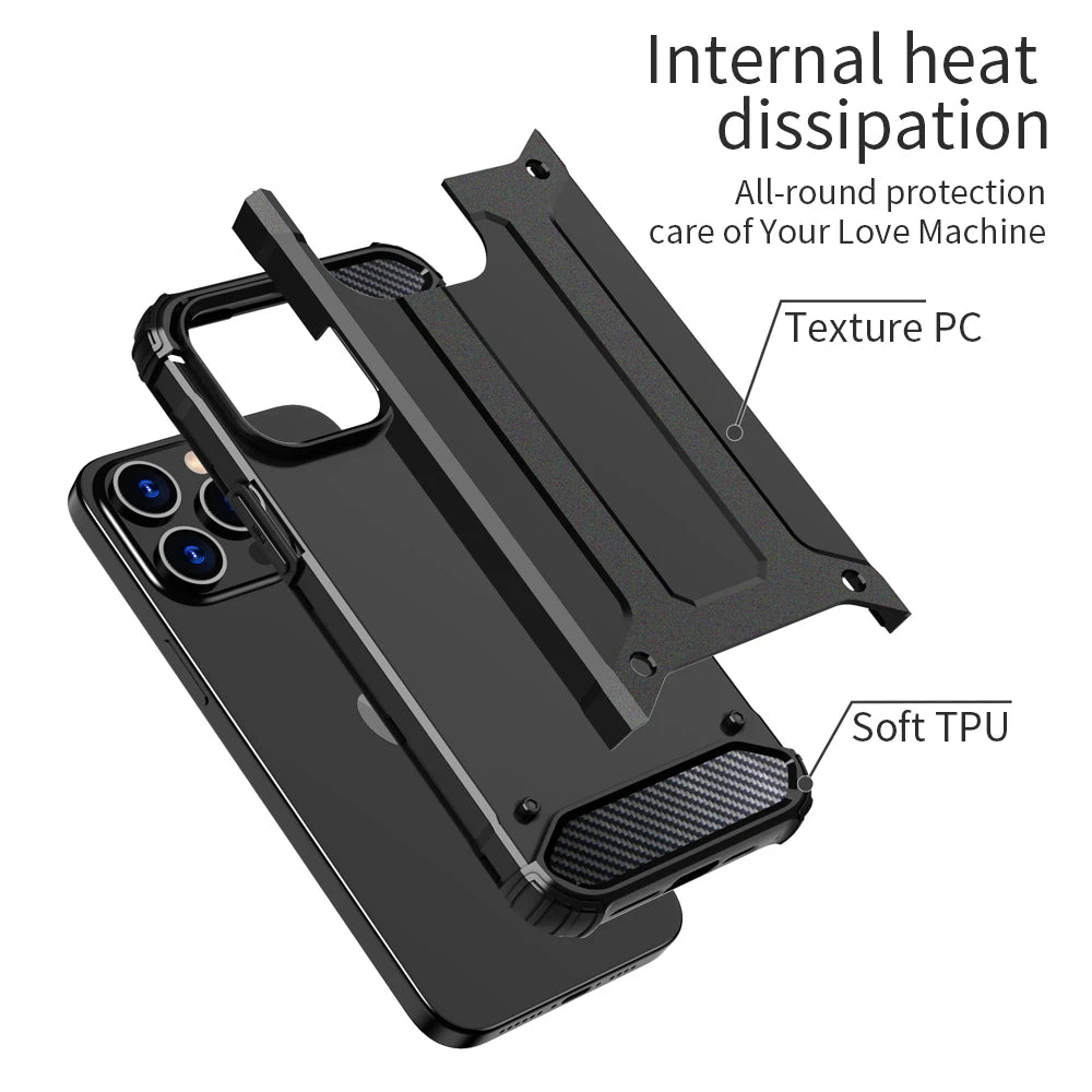 Military Rugged Armor Case For iPhone 14 13 12 Mini 11 Pro Xs Max XR 7 8 Plus SE 2020 2022 Shockproof Protection Back Cover
