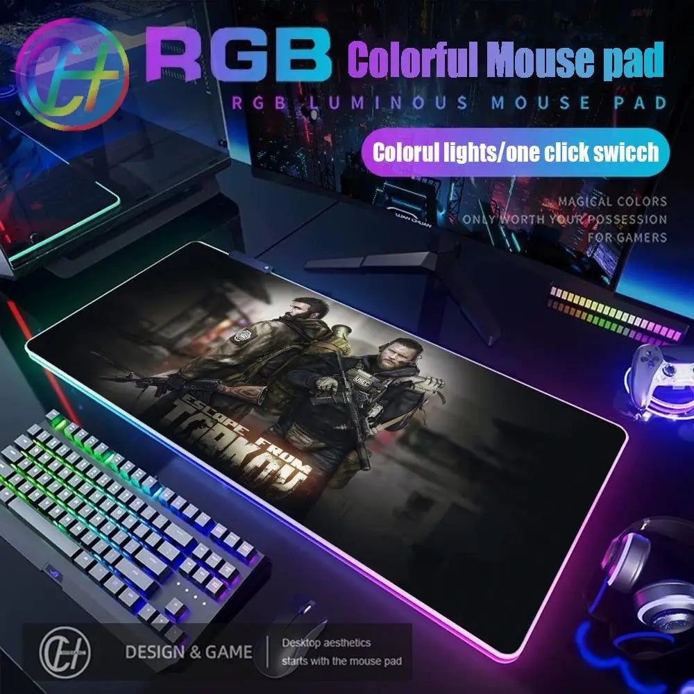 Escape From Tarkov RGB Mouse Pad Computer Gaming Accessories Large Mouse Deskmats MousePads Office Anti-slip Soft Laptop Carpet
