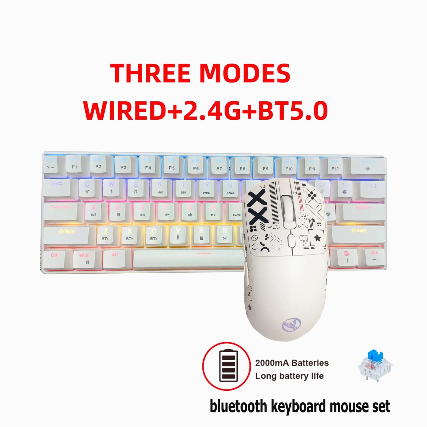 Teclado mecanico bluetooth gamer keyboard mouse sem fio gaming 60% mechanical keyboards teclados  key board para computadora