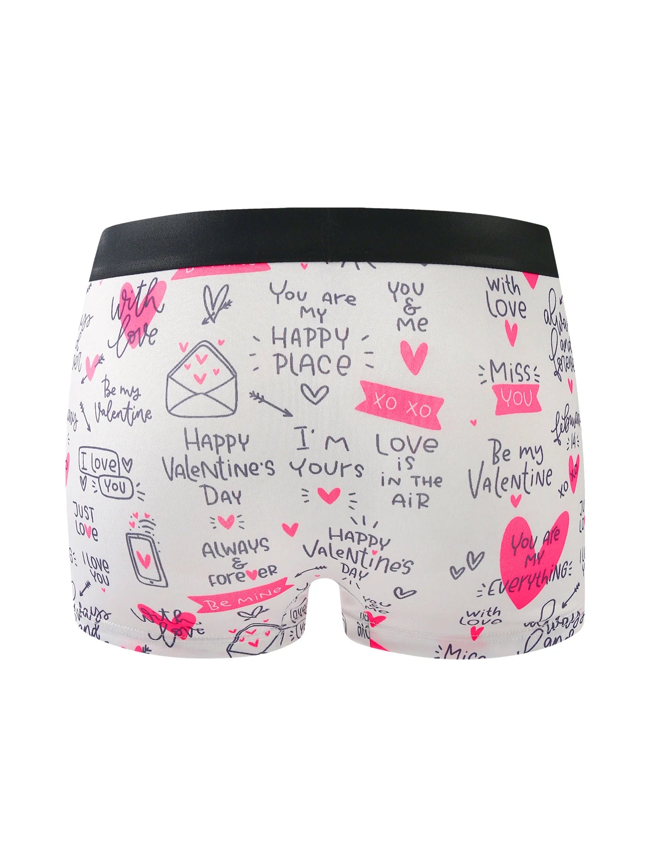 5-pack men's boxer briefs, Valentine's Day love trendy graffiti print men's boxer briefs