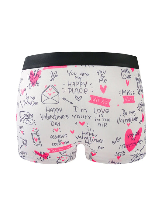 5-pack men's boxer briefs, Valentine's Day love trendy graffiti print men's boxer briefs