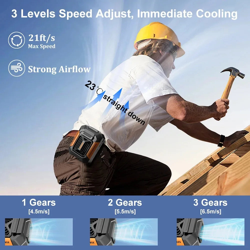 Portable Neck Fan 4000mAh USB Rechargeable Clip with LED Light & Power Bank, 3 Speeds for Outdoor Camping Sports Home Office