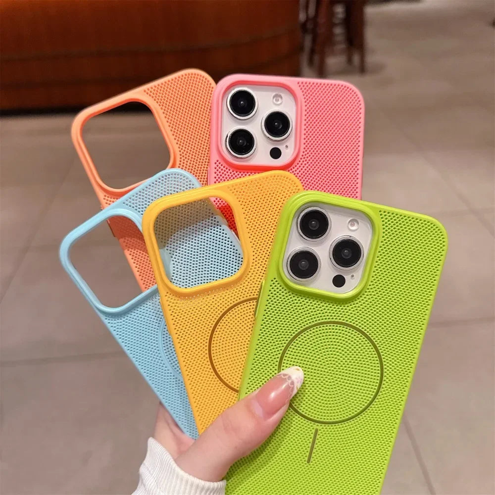Cooling Heat Dissipation Magnetic Phone Case for iPhone 17 16 15 14 13 12 11 Pro Max Plus 17Pro Breathable Shockproof Back Cover
