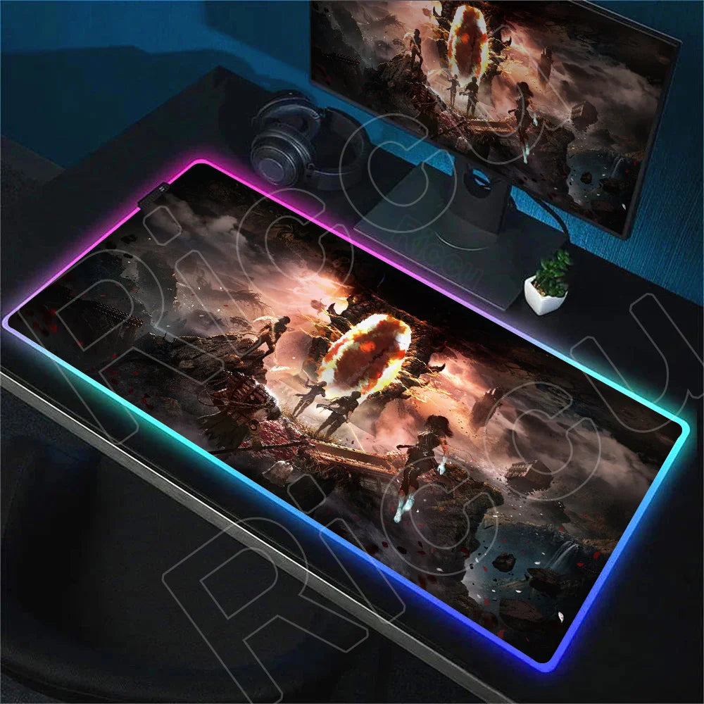 RGB Mousepad Hot Game Clair Obscur Expedition 33 Mouse Pad LED Luminescence Keyboard Deskmat Large Gamer Mice Rug With Backlight