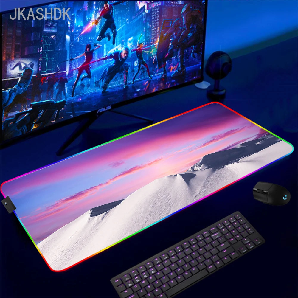 Gaming Cool Mouse Pad with Backlight Mouse Carpet Huge Rugs Rgb Mat 50x100cm Rubber Mat Landscape Led Pc Gamer Speed Desk Mats