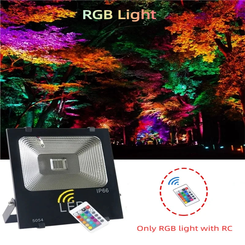 Led Colorful Floodlight Colorful RGB Color-changing Spotlight Outdoor Waterproof Landscape Garden Square Park Tree Greening Lamp
