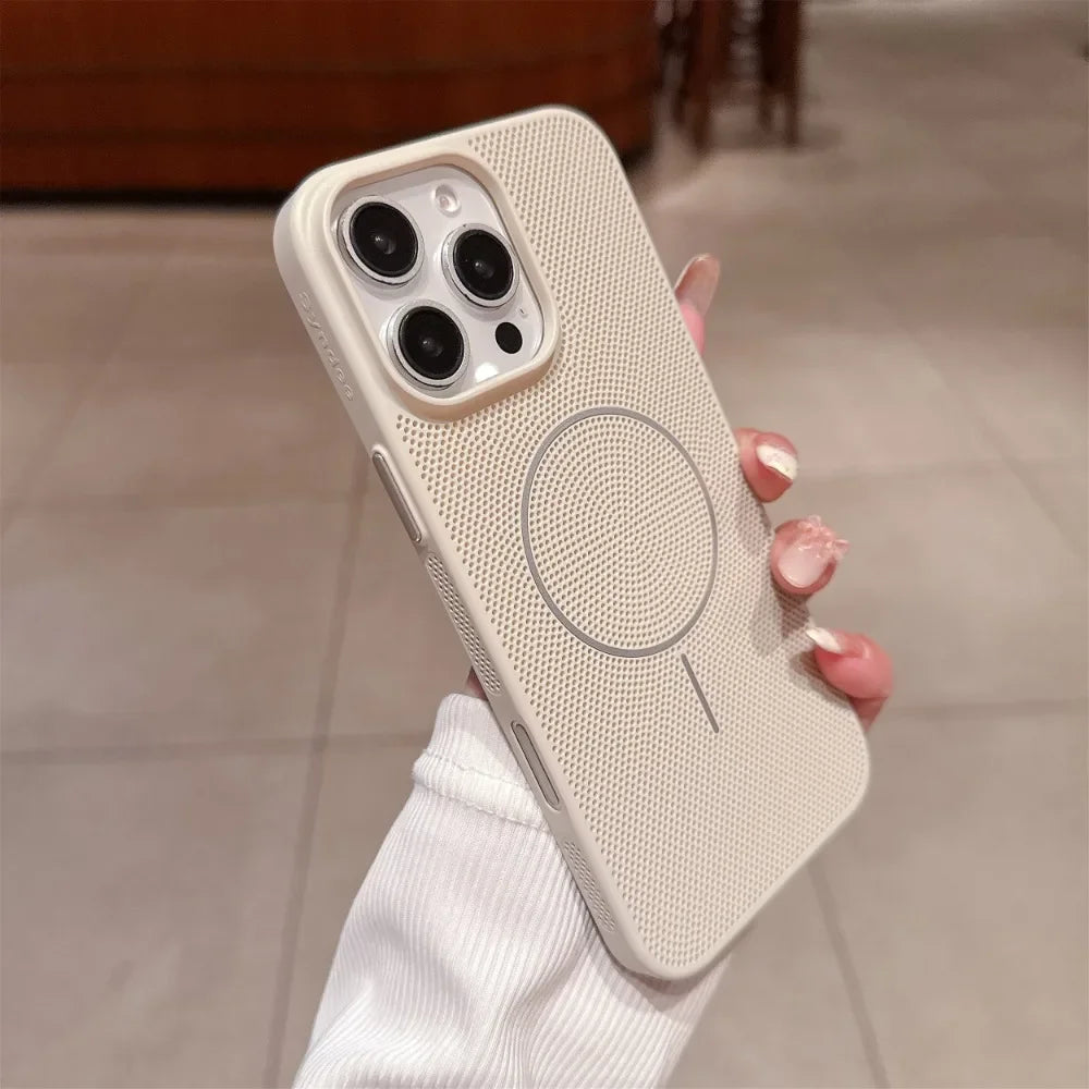 Cooling Heat Dissipation Magnetic Phone Case for iPhone 17 16 15 14 13 12 11 Pro Max Plus 17Pro Breathable Shockproof Back Cover