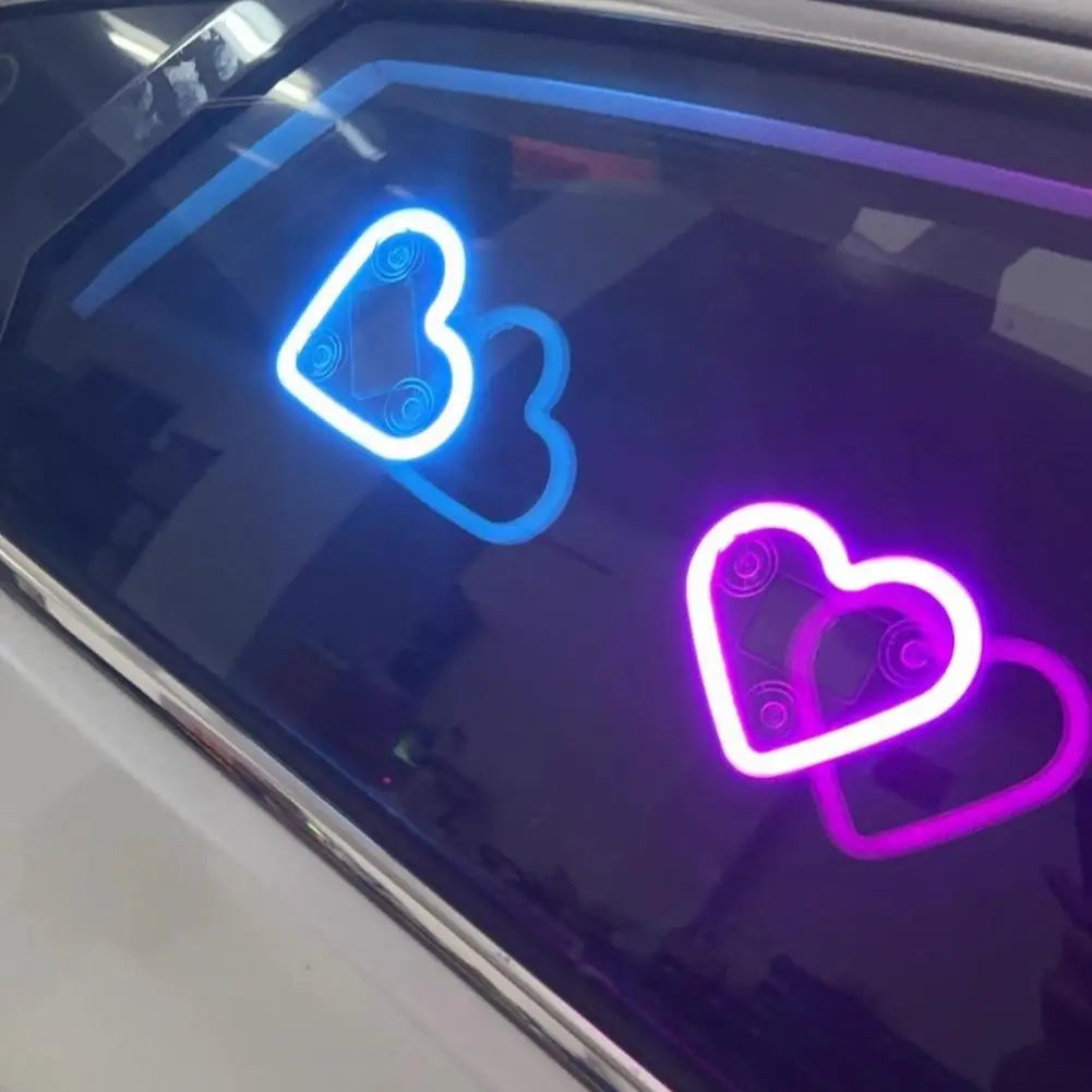 Solar-Powered Love Atmosphere LED Car Window Light 1Pcs Triangular Neon Universal Automotive Interior Lights Wireless Decor