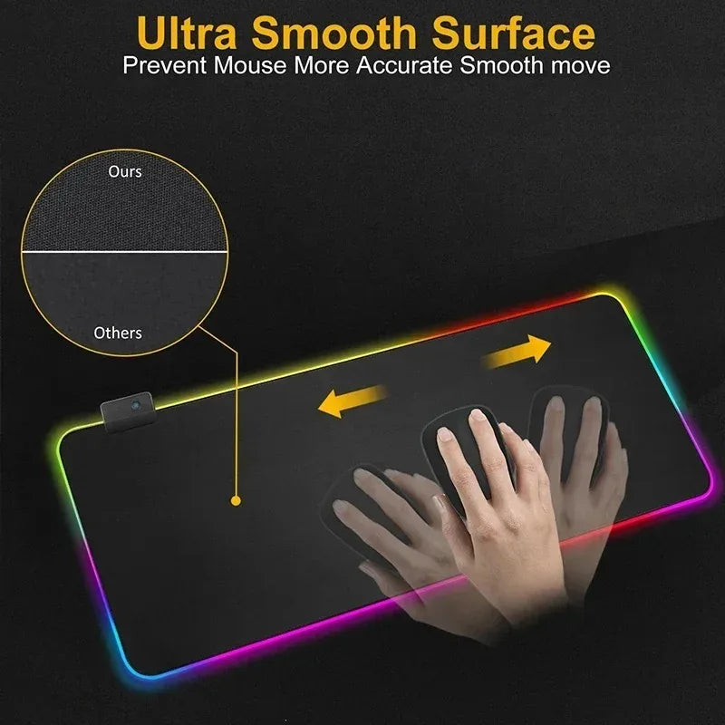 RGB Large Gamepad Mouse Pad Gamer LED Backlight Luminous Mousepad Gaming Non-Slip Keyboard Pads E-sports Laptop Office Desk Mat