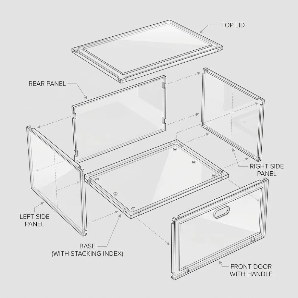 Thickened Transparent Storage Box Acrylic Shoe Box with Magnetic Flip Cover Dustproof Storage Box Multi-Layer Stackable Shoe Box